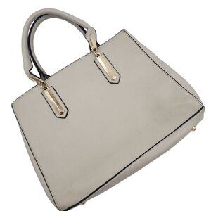 𝅺boutique Beige Vegan Leather Shoulder Handbag Tote Satchel Purse Pocketbook